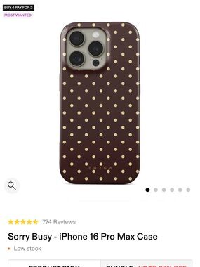 Burga Sorry Busy iPhone 16 Pro Max Case — Brown with Gold Dots